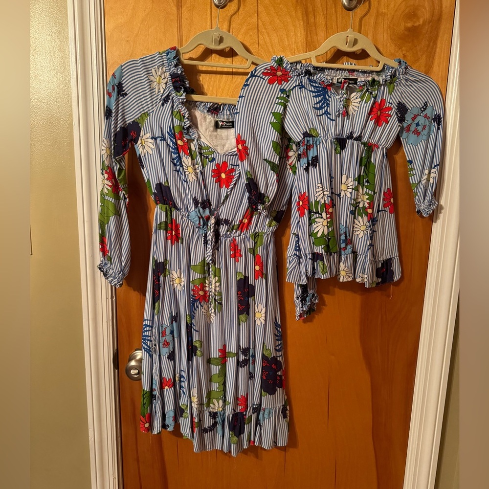 PopReal Mommy and Me Maxi Dresses Casual Floral Printed Long Sleeve dresses.